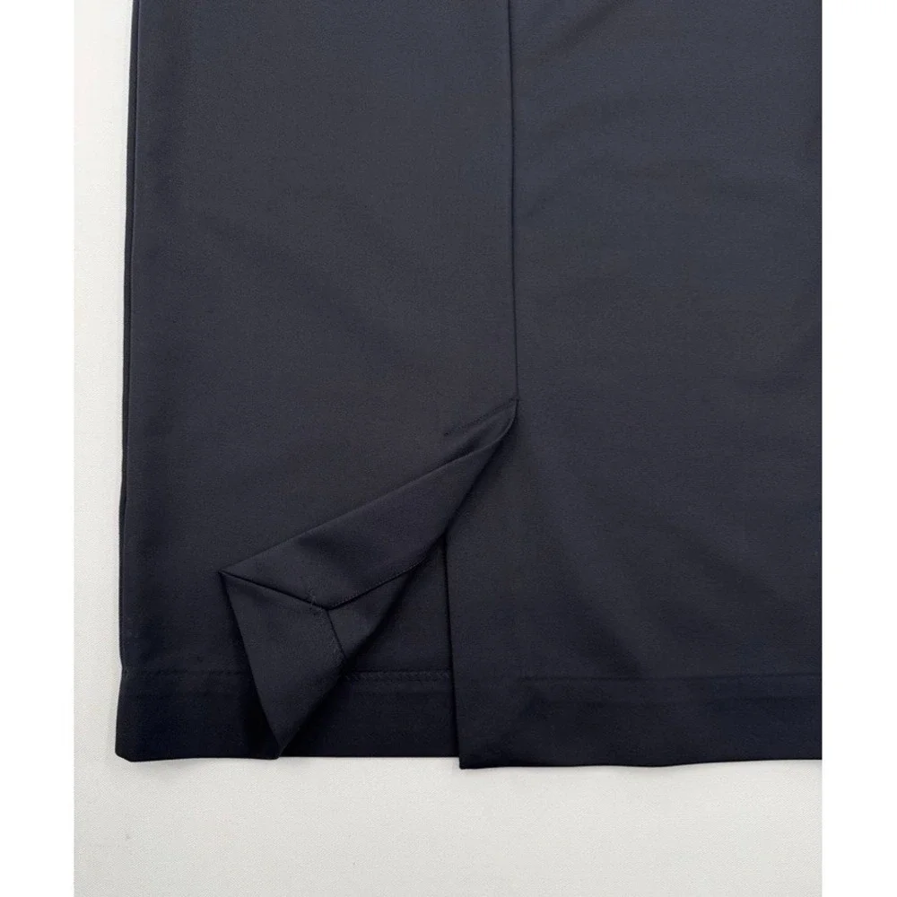COS Pencil Skirt Navy Blue Midi Back Slit Stretch Cotton 10 Minimalist Quiet Lux
